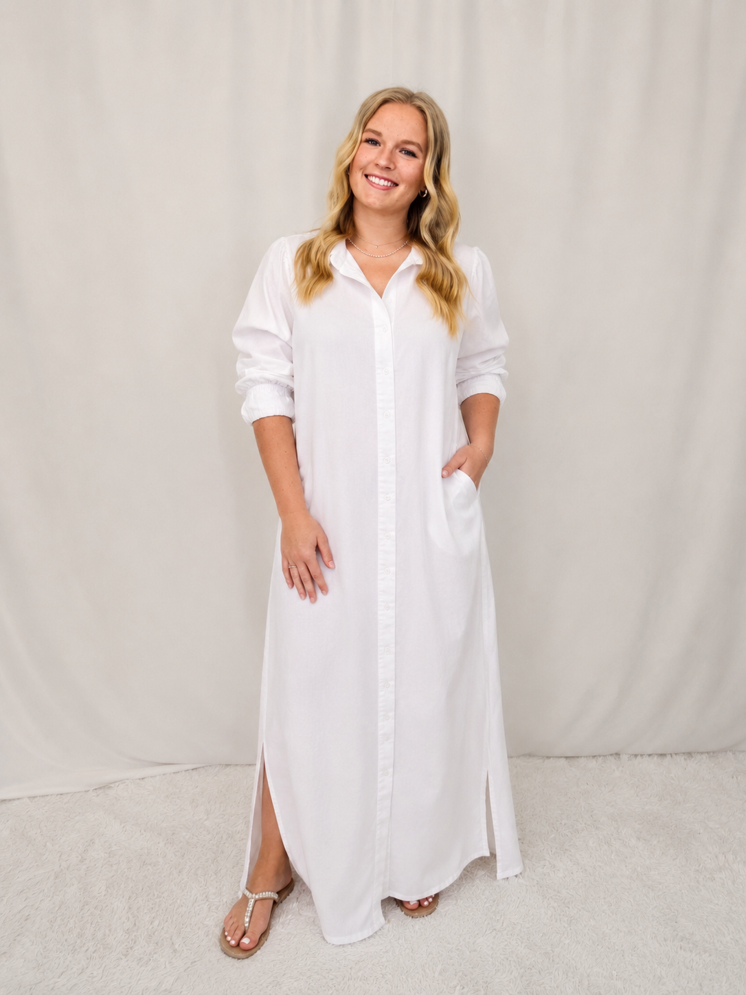 White Long Shirt Dress