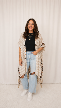 Beige Tassel Kimono
