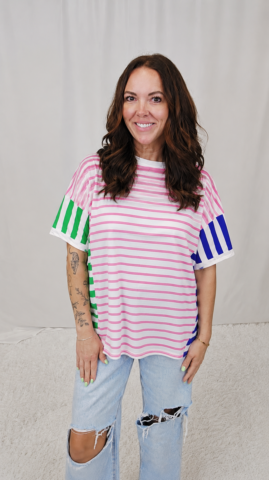 Multi Stripe Oversized Tee