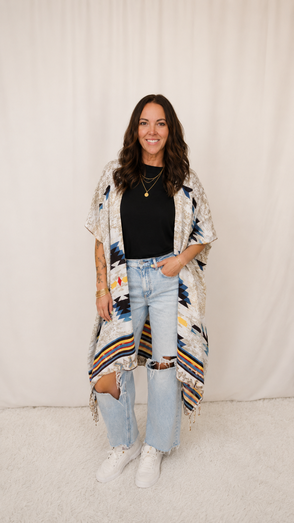 Grey Aztec Kimono