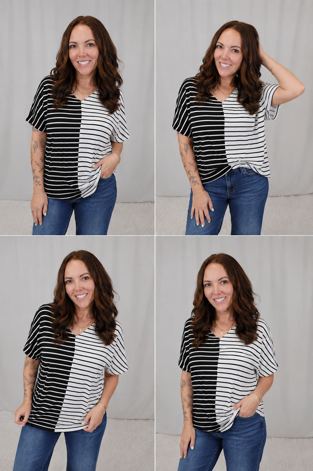 Black/White Stripe Top
