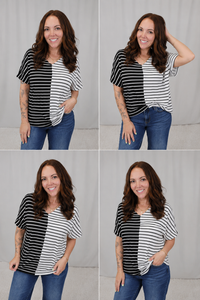 Black/White Stripe Top