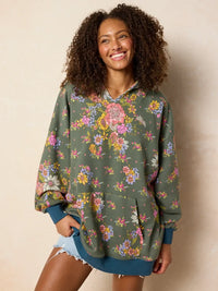 Gina Green Floral Hoodie