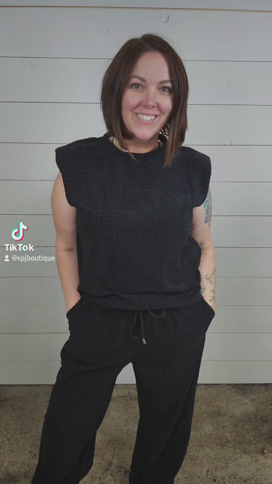 Textured Black Pant SET - sale