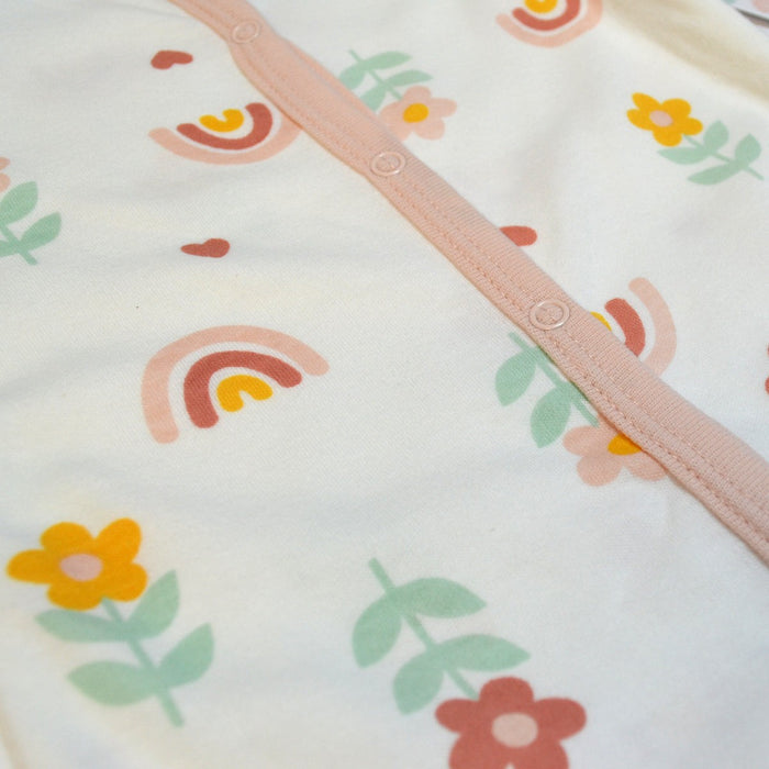 Rainbow Flowers Zipper Footie Pajamas