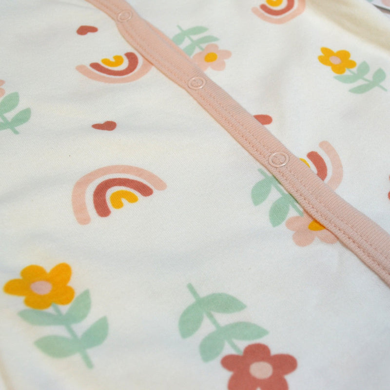 Rainbow Flowers Zipper Footie Pajamas